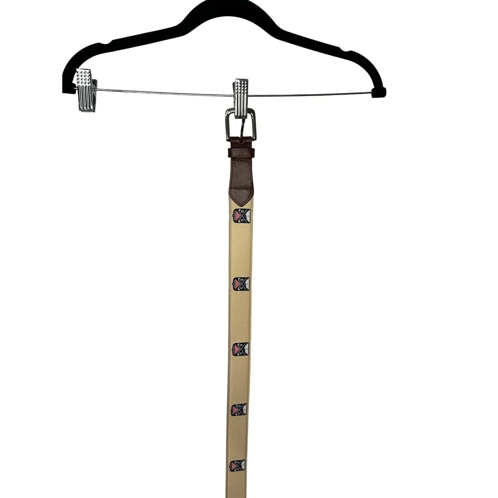 BSG Men's Novelty American Flag‎ & Golf Clubs Tan Belt Accessory - Size 32